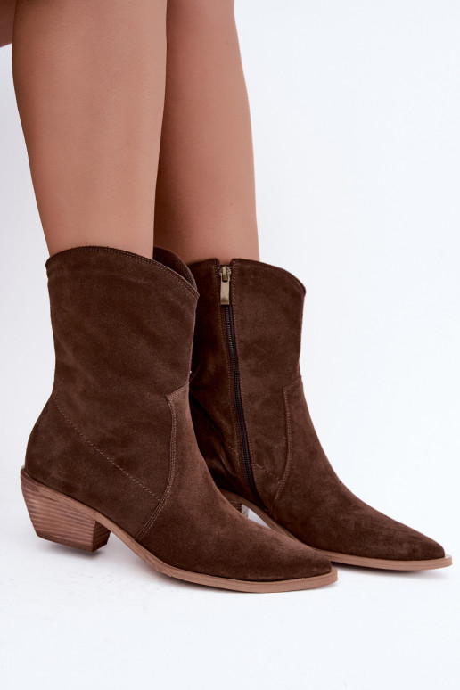 Faux-Suede Cowboy-Stil isolierte Stiefel Zazoo 4311 in Schokoladenfarbe
