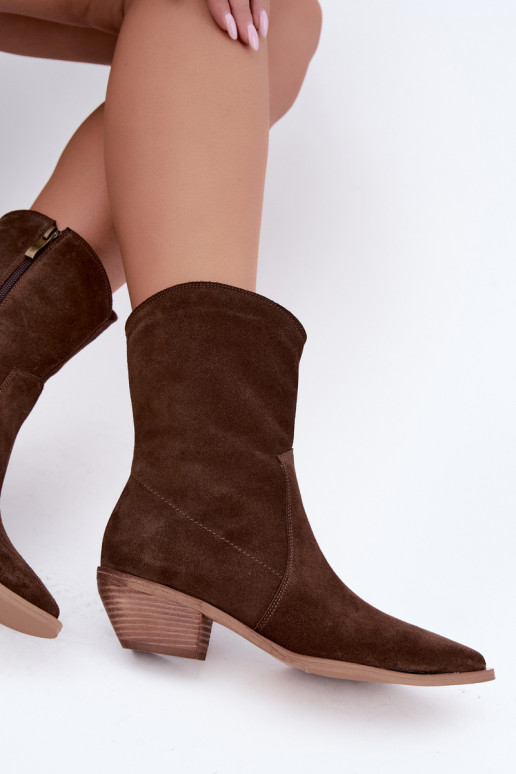 Faux-Suede Cowboy-Stil isolierte Stiefel Zazoo 4311 in Schokoladenfarbe