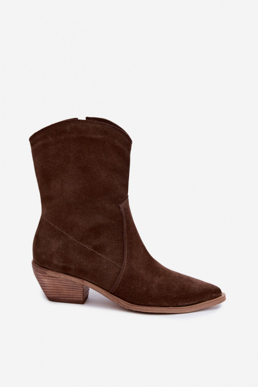 Faux-Suede Cowboy-Stil isolierte Stiefel Zazoo 4311 in Schokoladenfarbe