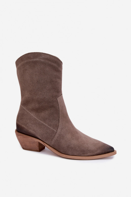Faux-Suede Cowboy-Stil isolierte Stiefel Zazoo 4311 in Sandfarbe