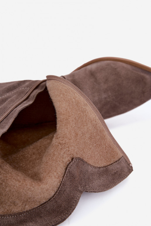 Faux-Suede Cowboy-Stil isolierte Stiefel Zazoo 4311 in Sandfarbe