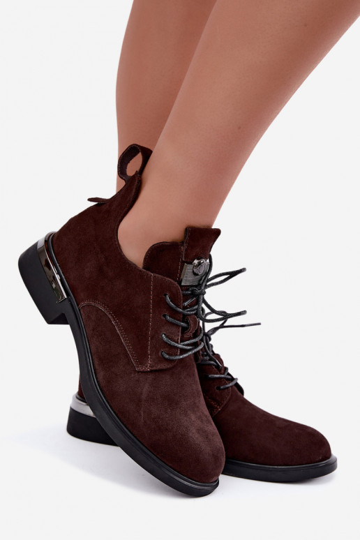 Faux-Suede Stiefeletten Vinceza 89151 in Schokoladenfarbe