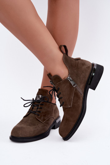 Stiefel SchuhZuerk FemininErmöglichtturalnego aus INildlederu Vinceza 89151 Khaki-Farbe 2