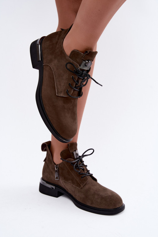 Faux-Suede Stiefeletten Vinceza 89151 in Khaki-Farbe