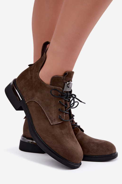 Faux-Suede Stiefeletten Vinceza 89151 in Khaki-Farbe