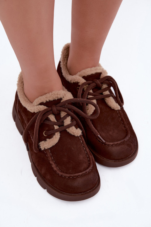 Faux-Suede niedrige Schneestiefel Vinceza 67022 in Schokoladenfarbe