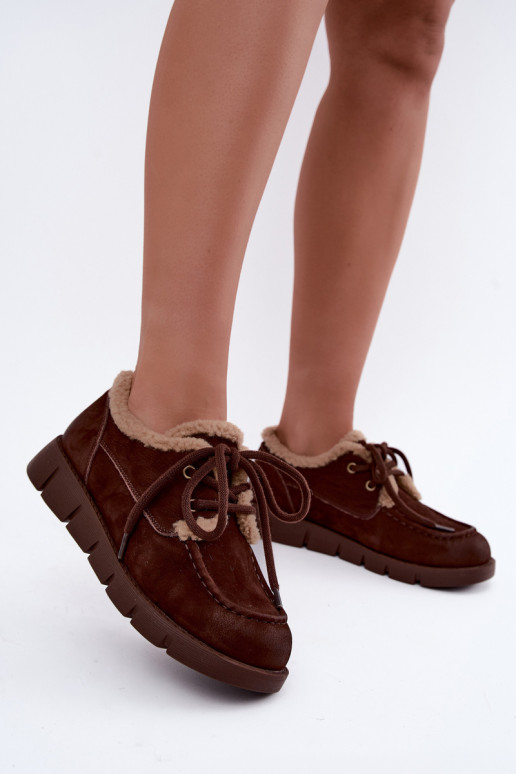 Faux-Suede niedrige Schneestiefel Vinceza 67022 in Schokoladenfarbe
