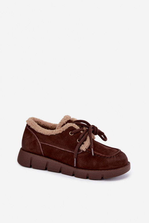 Faux-Suede niedrige Schneestiefel Vinceza 67022 in Schokoladenfarbe
