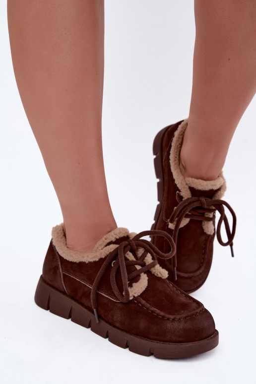 Faux-Suede niedrige Schneestiefel Vinceza 67022 in Schokoladenfarbe