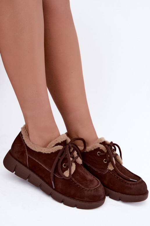 Faux-Suede niedrige Schneestiefel Vinceza 67022 in Schokoladenfarbe