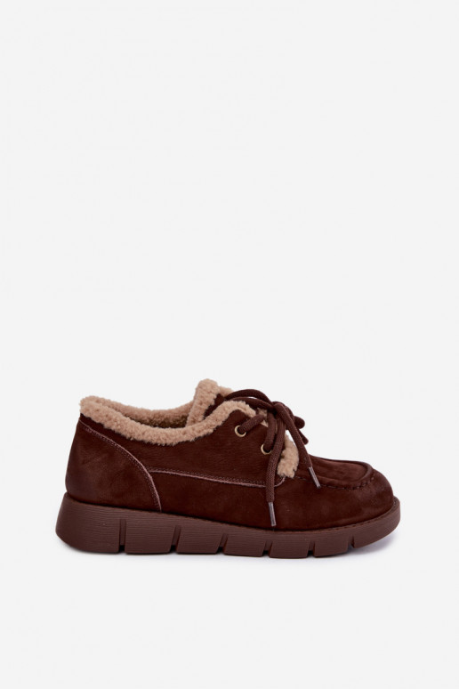 Faux-Suede niedrige Schneestiefel Vinceza 67022 in Schokoladenfarbe