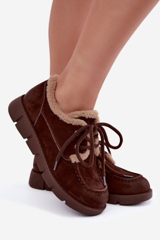 Faux-Suede niedrige Schneestiefel Vinceza 67022 in Schokoladenfarbe