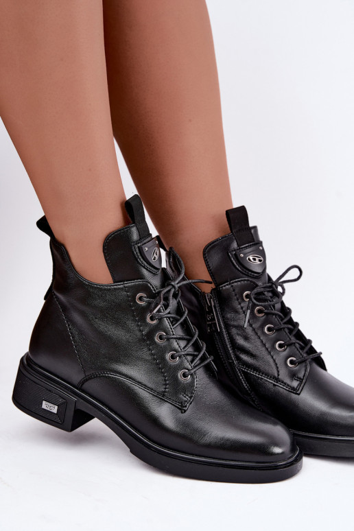 Leder Stiefeletten mit Ornamenten Vinceza 133145 in schwarzer Farbe