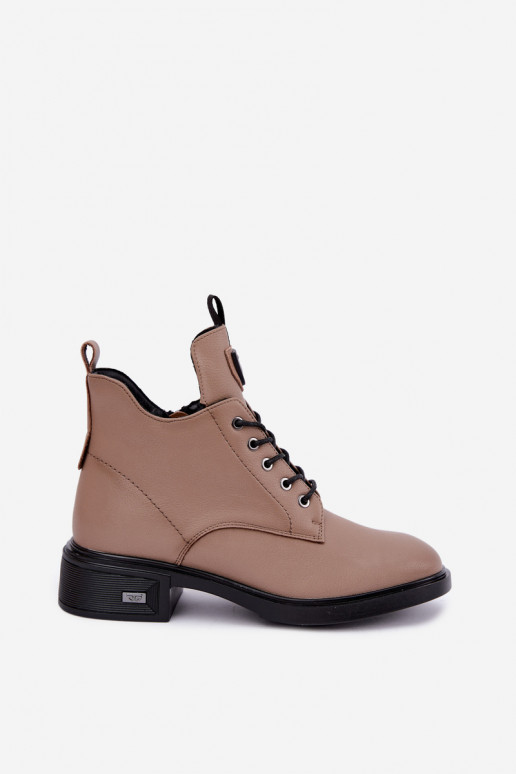 Leder Stiefeletten mit Ornamenten Vinceza 133145 in Sandfarbe