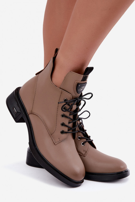 Leder Stiefeletten mit Ornamenten Vinceza 133145 in Sandfarbe