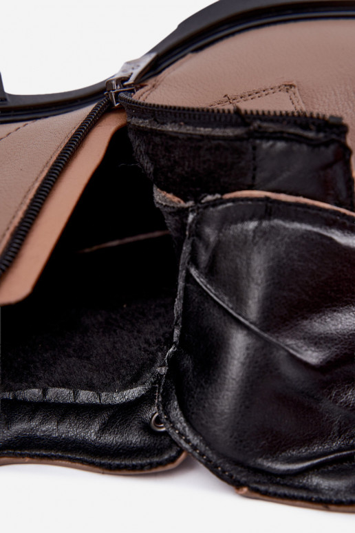 Leder Stiefeletten mit Ornamenten Vinceza 133145 in Sandfarbe
