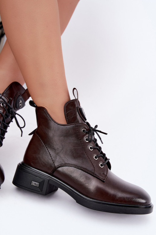 Leder Stiefeletten mit Ornamenten Vinceza 133145 in Schokoladenfarbe