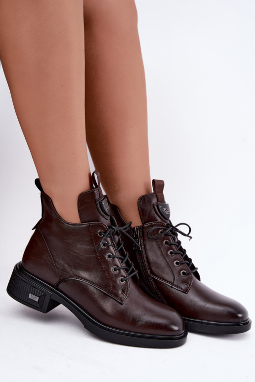 Leder Stiefeletten mit Ornamenten Vinceza 133145 in Schokoladenfarbe