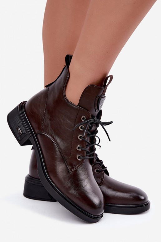 Leder Stiefeletten mit Ornamenten Vinceza 133145 in Schokoladenfarbe