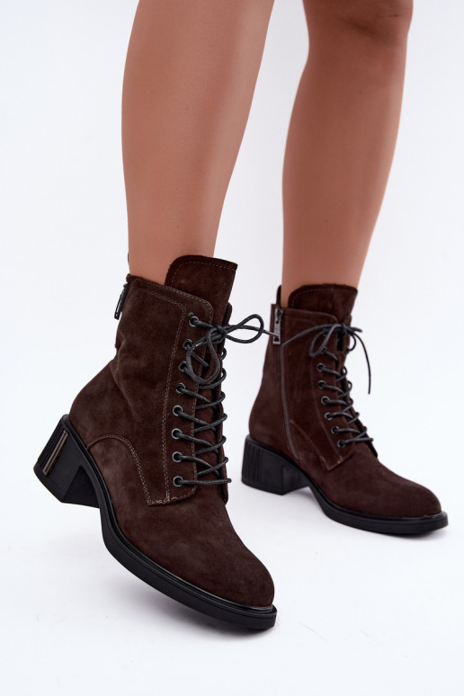Wärmende Stiefeletten aus Kunstveloursleder Vinceza Czekolado
