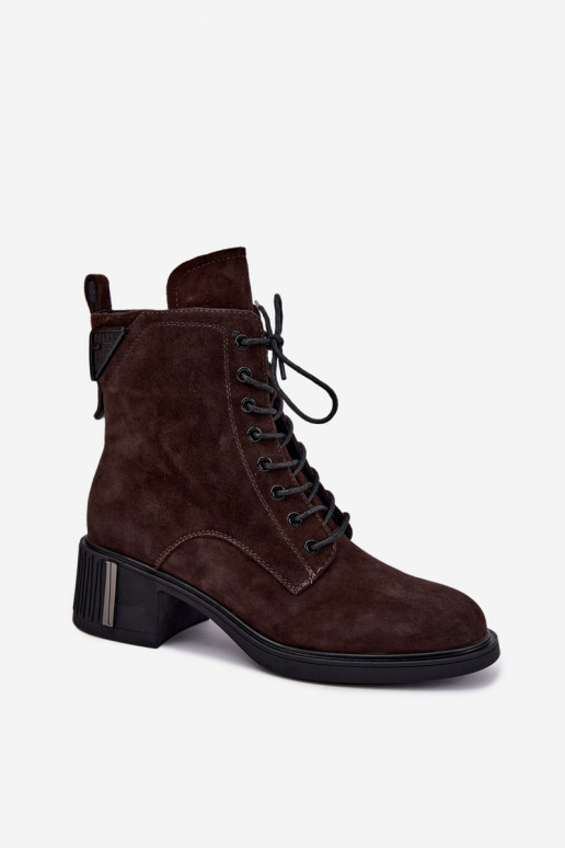 Wärmende Stiefeletten aus Kunstveloursleder Vinceza Czekolado