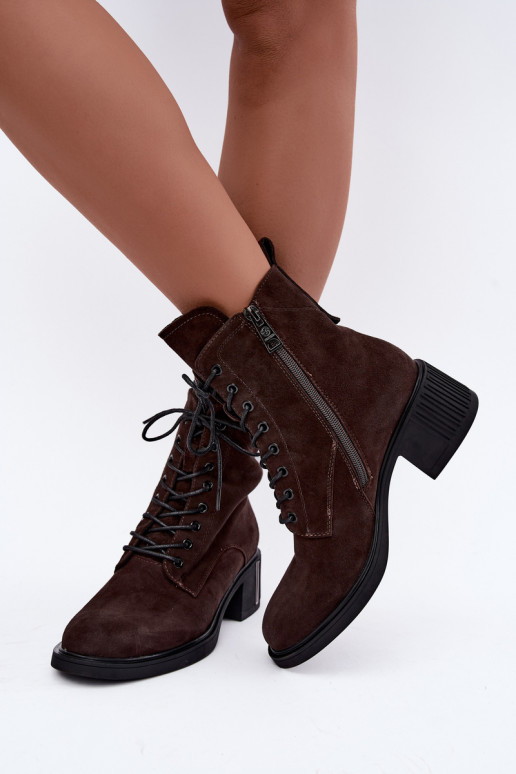 Wärmende Stiefeletten aus Kunstveloursleder Vinceza Czekolado
