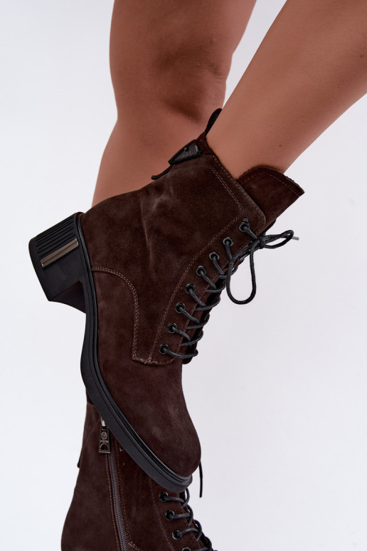 Wärmende Stiefeletten aus Kunstveloursleder Vinceza Czekolado