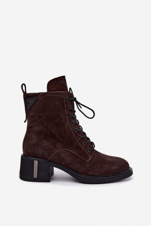 Wärmende Stiefeletten aus Kunstveloursleder Vinceza Czekolado