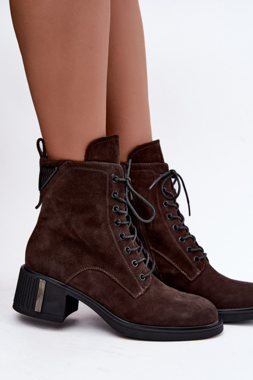 Wärmende Stiefeletten aus Kunstveloursleder Vinceza Czekolado