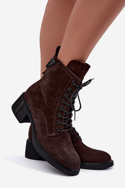 Wärmende Stiefeletten aus Kunstveloursleder Vinceza Czekolado