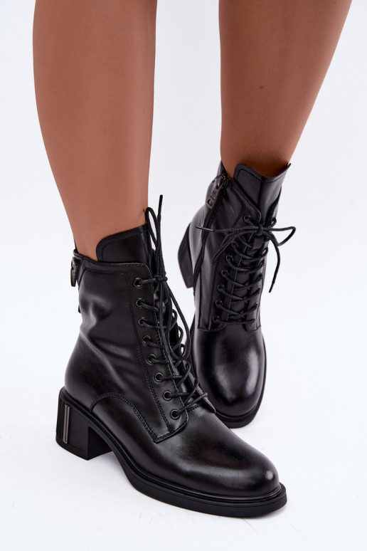 Wärmende Stiefeletten aus Leder Vinceza schwarz