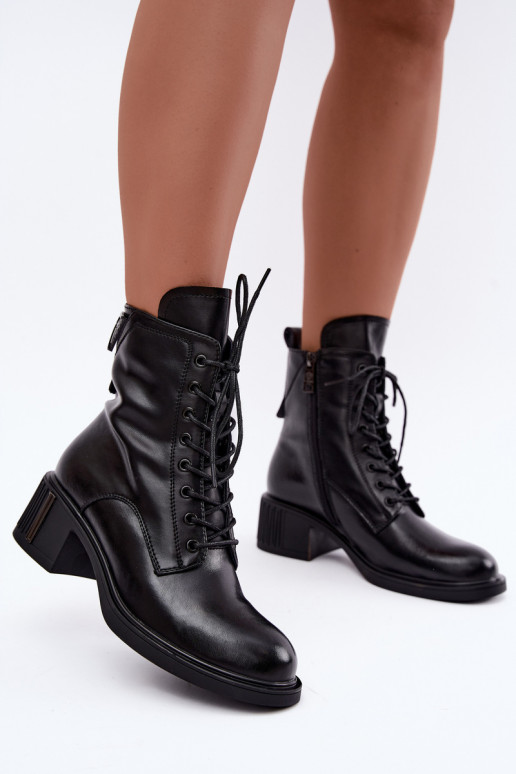 Wärmende Stiefeletten aus Leder Vinceza schwarz