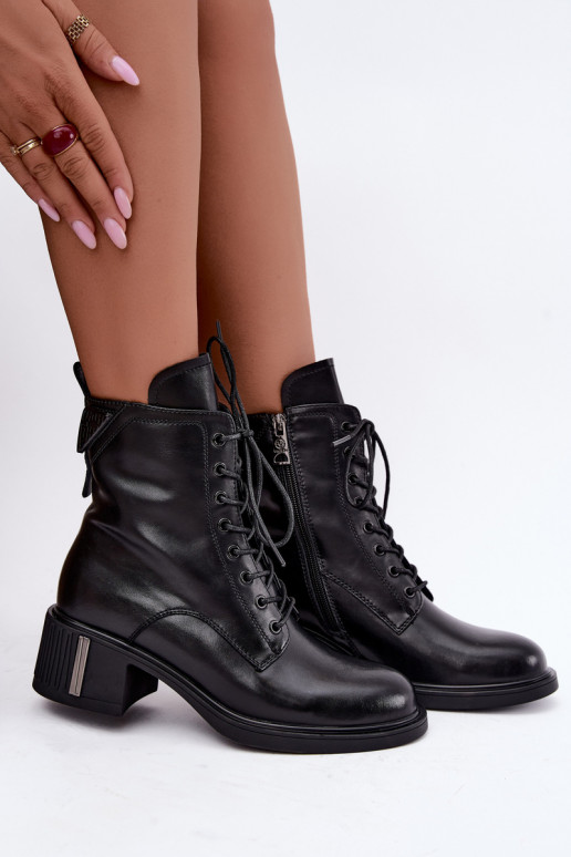 Wärmende Stiefeletten aus Leder Vinceza schwarz