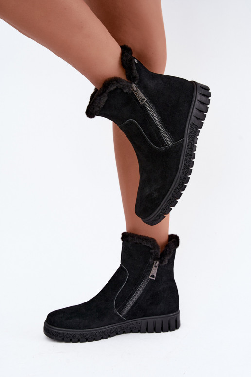Stiefel aus Kunstveloursleder mit Fell Vinceza schwarz