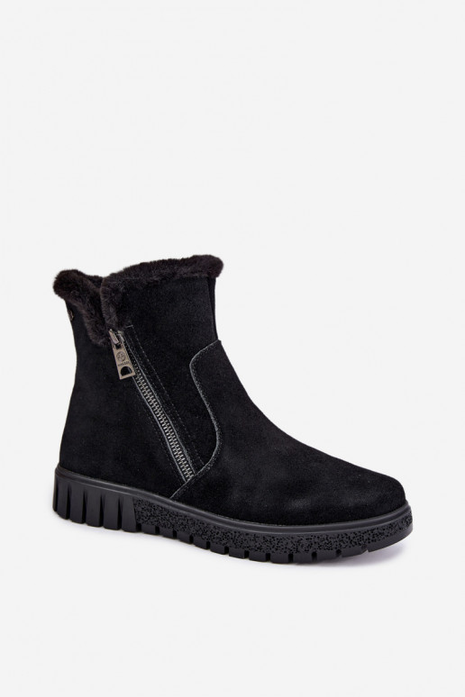 Stiefel aus Kunstveloursleder mit Fell Vinceza schwarz