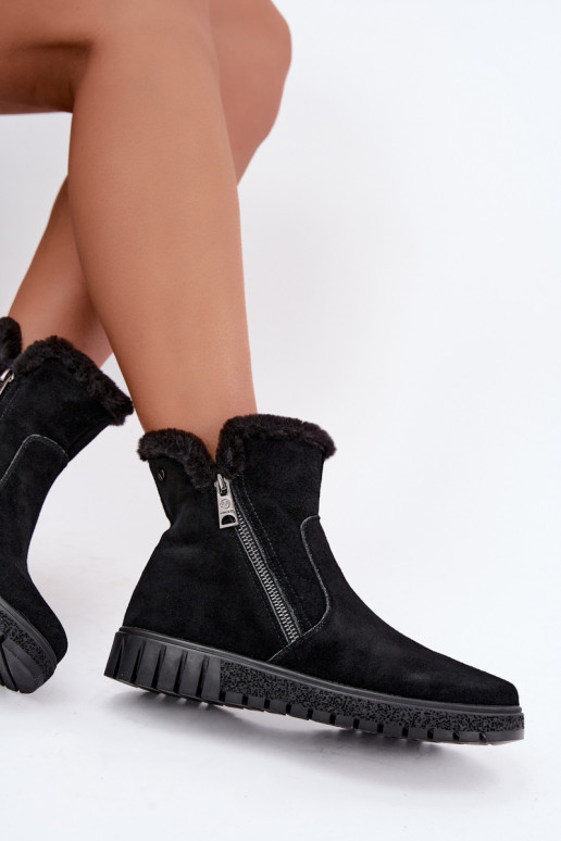 Stiefel aus Kunstveloursleder mit Fell Vinceza schwarz