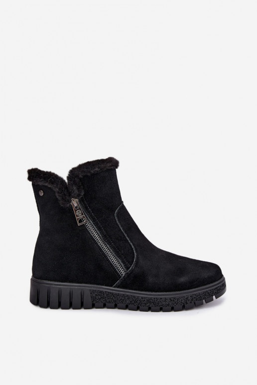 Stiefel aus Kunstveloursleder mit Fell Vinceza schwarz
