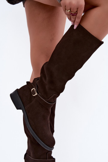 Haut aus INildleder Damenstiefel mit Schnallen Vinceza 89168 CzekoladoZue 2