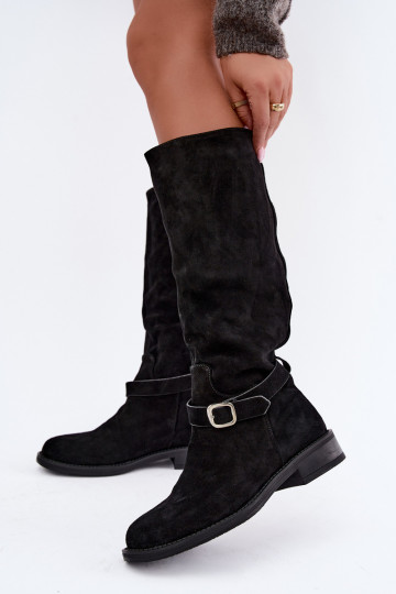Haut aus INildleder Damenstiefel mit Schnallen Vinceza 89168 schZuarze Farbe 2