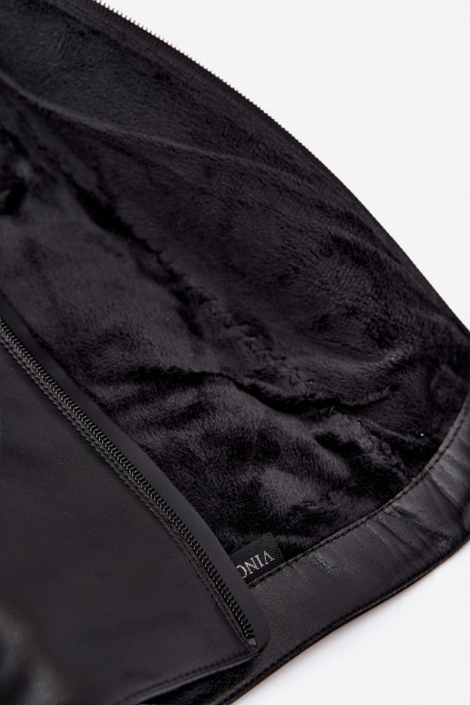 Wärmende kniehohe Stiefel aus Leder Vinceza schwarz
