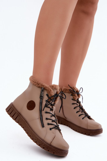 Damen gefütterte Stiefeletten aus Naturleder Vinceza 133123 in Sandfarbe 2
