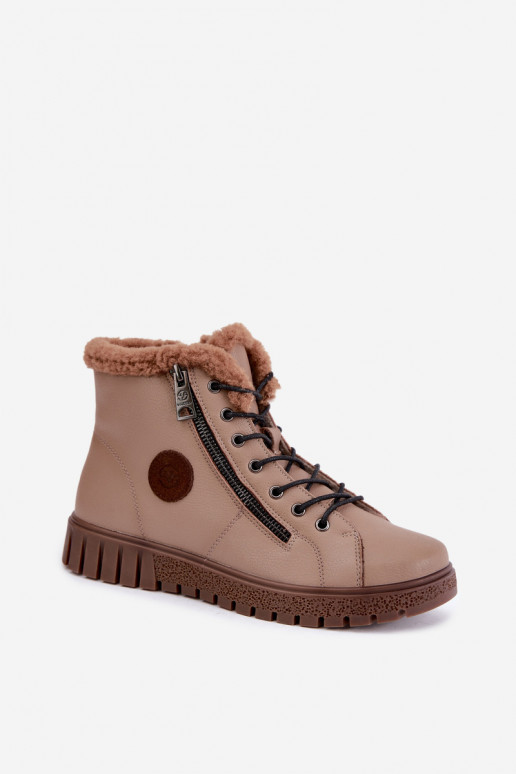 Damen gefütterte Stiefeletten aus Naturleder Vinceza 133123 in Sandfarbe