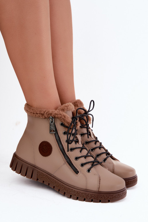 Damen gefütterte Stiefeletten aus Naturleder Vinceza 133123 in Sandfarbe