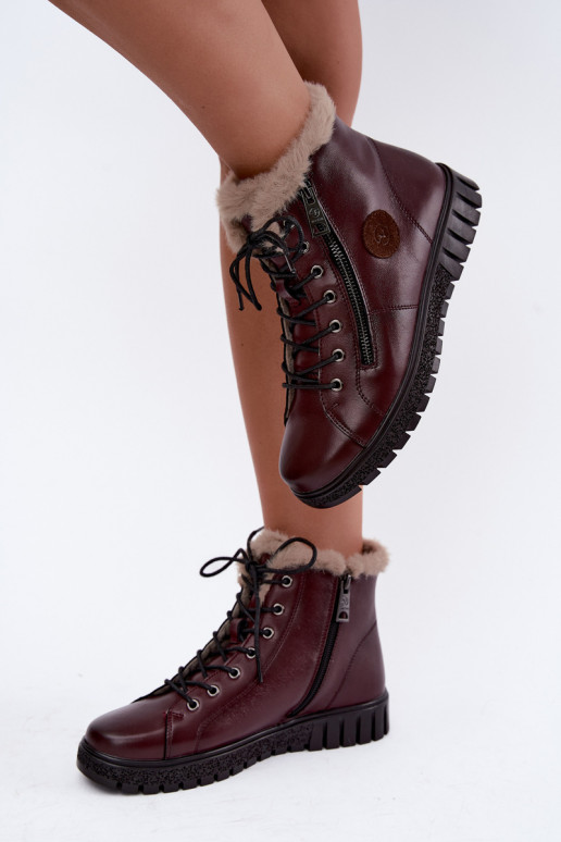 Damen gefütterte Stiefeletten aus Naturleder Vinceza 133123 in Bordeauxfarbe