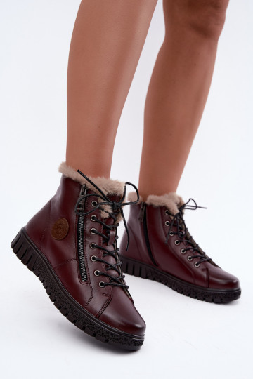 Damen gefütterte Stiefeletten aus Naturleder Vinceza 133123 in Bordeauxfarbe 2