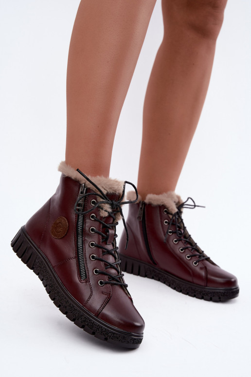 Damen gefütterte Stiefeletten aus Naturleder Vinceza 133123 in Bordeauxfarbe