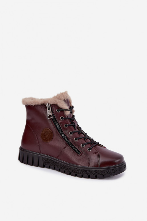 Damen gefütterte Stiefeletten aus Naturleder Vinceza 133123 in Bordeauxfarbe