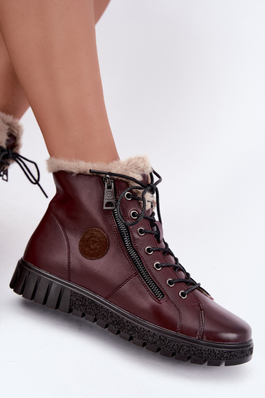 Damen gefütterte Stiefeletten aus Naturleder Vinceza 133123 in Bordeauxfarbe