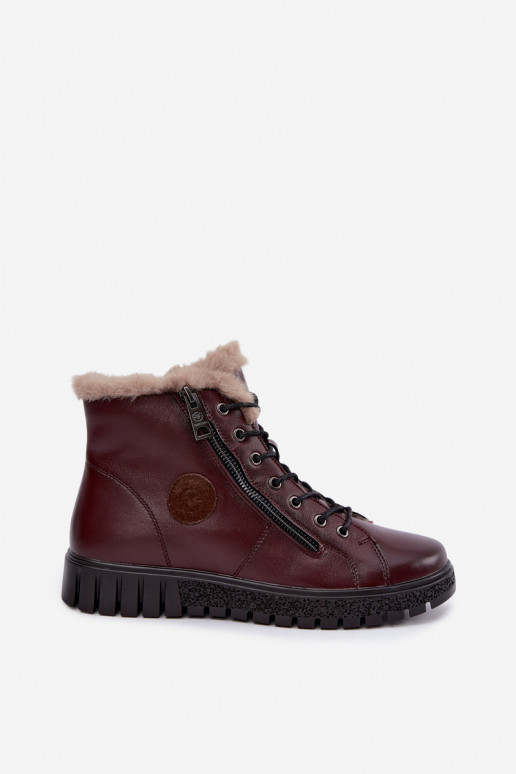 Damen gefütterte Stiefeletten aus Naturleder Vinceza 133123 in Bordeauxfarbe