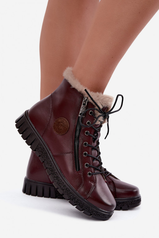 Damen gefütterte Stiefeletten aus Naturleder Vinceza 133123 in Bordeauxfarbe